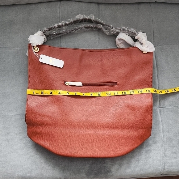 Charming Charlie Zipper Tote Bag Dark Orange With Gold Tone Accents - Picture 6 of 10